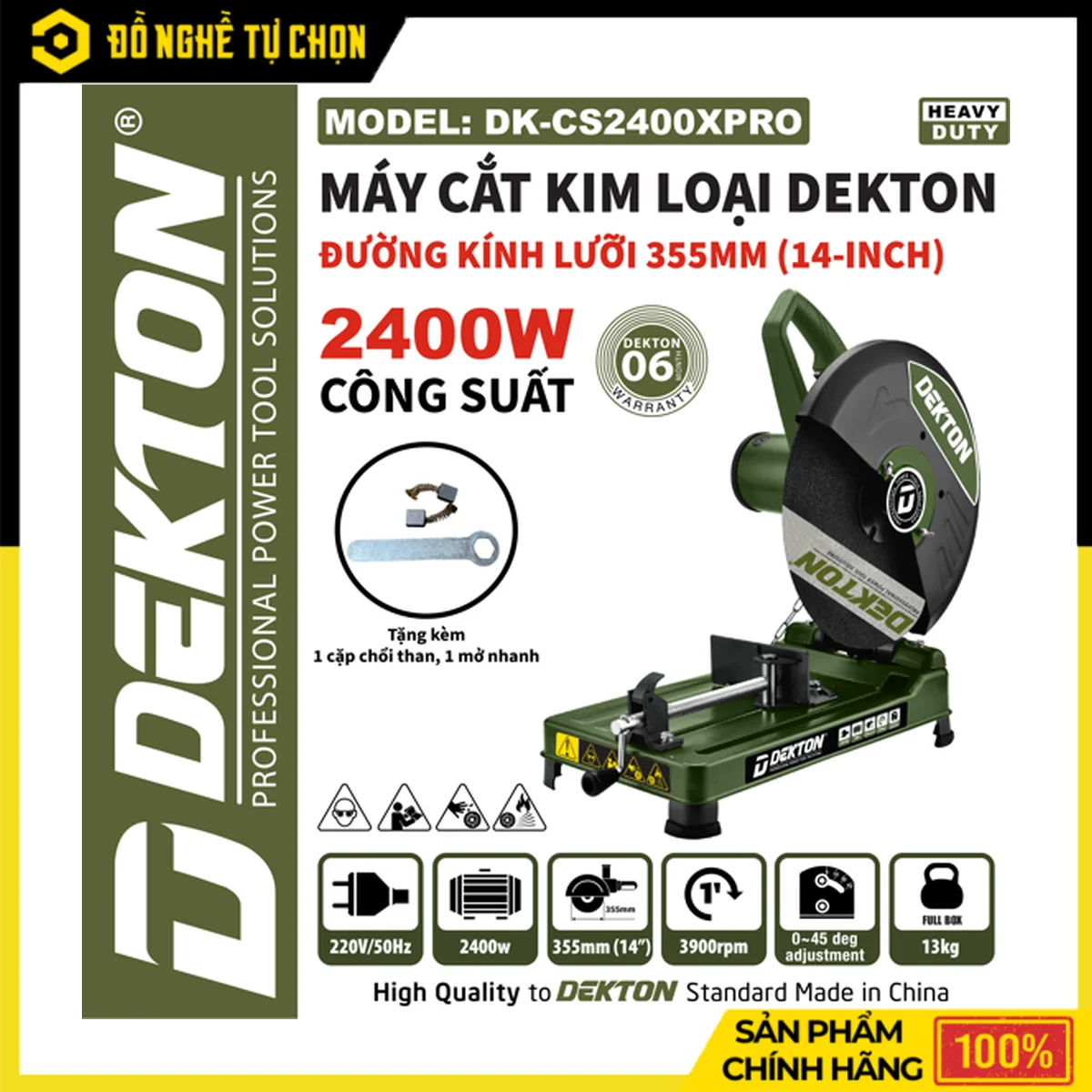 Máy Cắt Sắt Dekton DK-CS2400PRO 2400W Cho Xưởng Cơ Khí Ở Cần Thơ