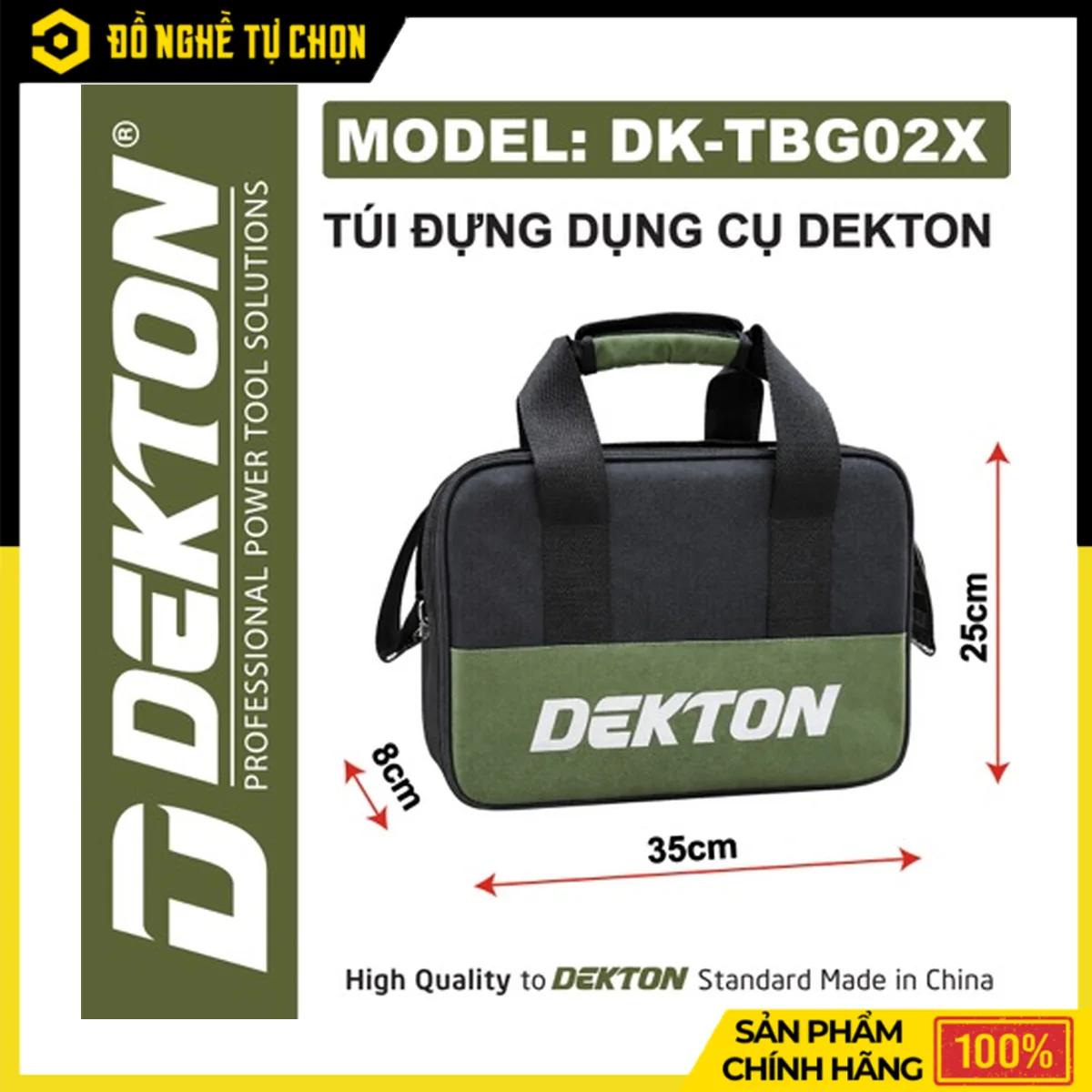 Túi Đựng Công Cụ Máy Pin Dekton DK-TBG02X – Kích Thước Dài 35 Cm, Rộng 25 Cm, Cao 8 Cm
